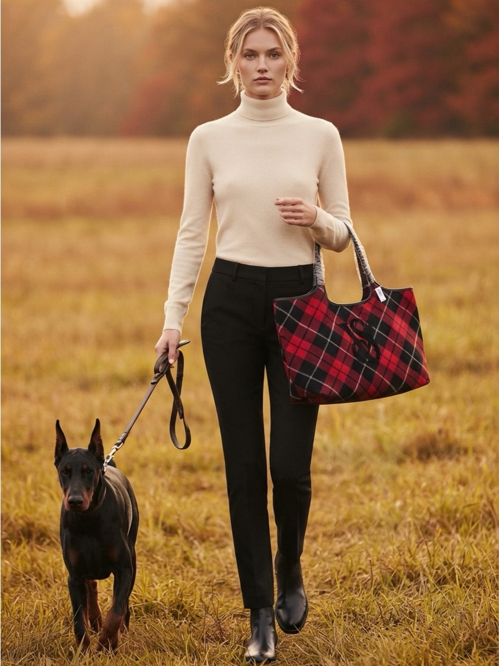 Tartan plaid Victoria’s Secret handbag tote red black new NIP work school VS